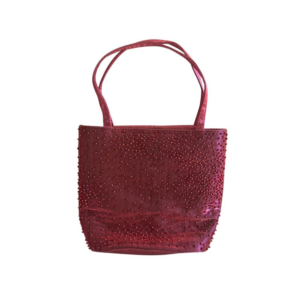 BLOOMINGDALES Vintage Beaded Raspberry Cocktail Bag with Mirror - Picture 4 of 12